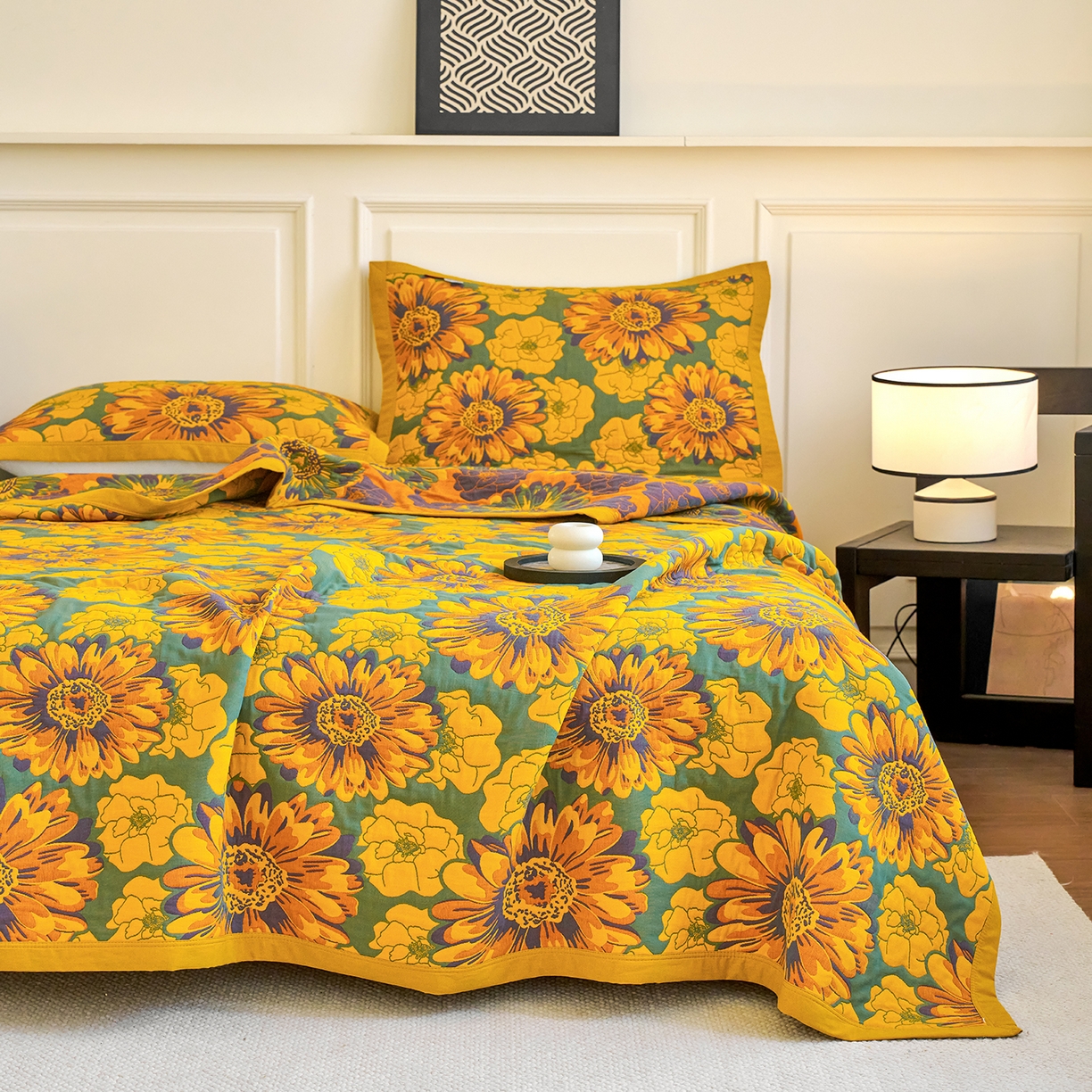 91家纺网 家纺一手货源 找家纺 棠薇家纺 2026新款纱布盖毯长绒棉纱布毛巾被夏被单双人棉纱盖毯毛巾毯夏季夏凉被空调被毯子可铺可盖床盖 可可花园