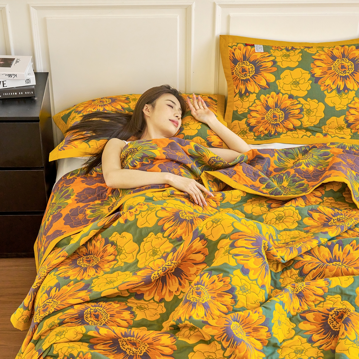 91家纺网 家纺一手货源 找家纺 棠薇家纺 2026新款纱布盖毯长绒棉纱布毛巾被夏被单双人棉纱盖毯毛巾毯夏季夏凉被空调被毯子可铺可盖床盖 可可花园