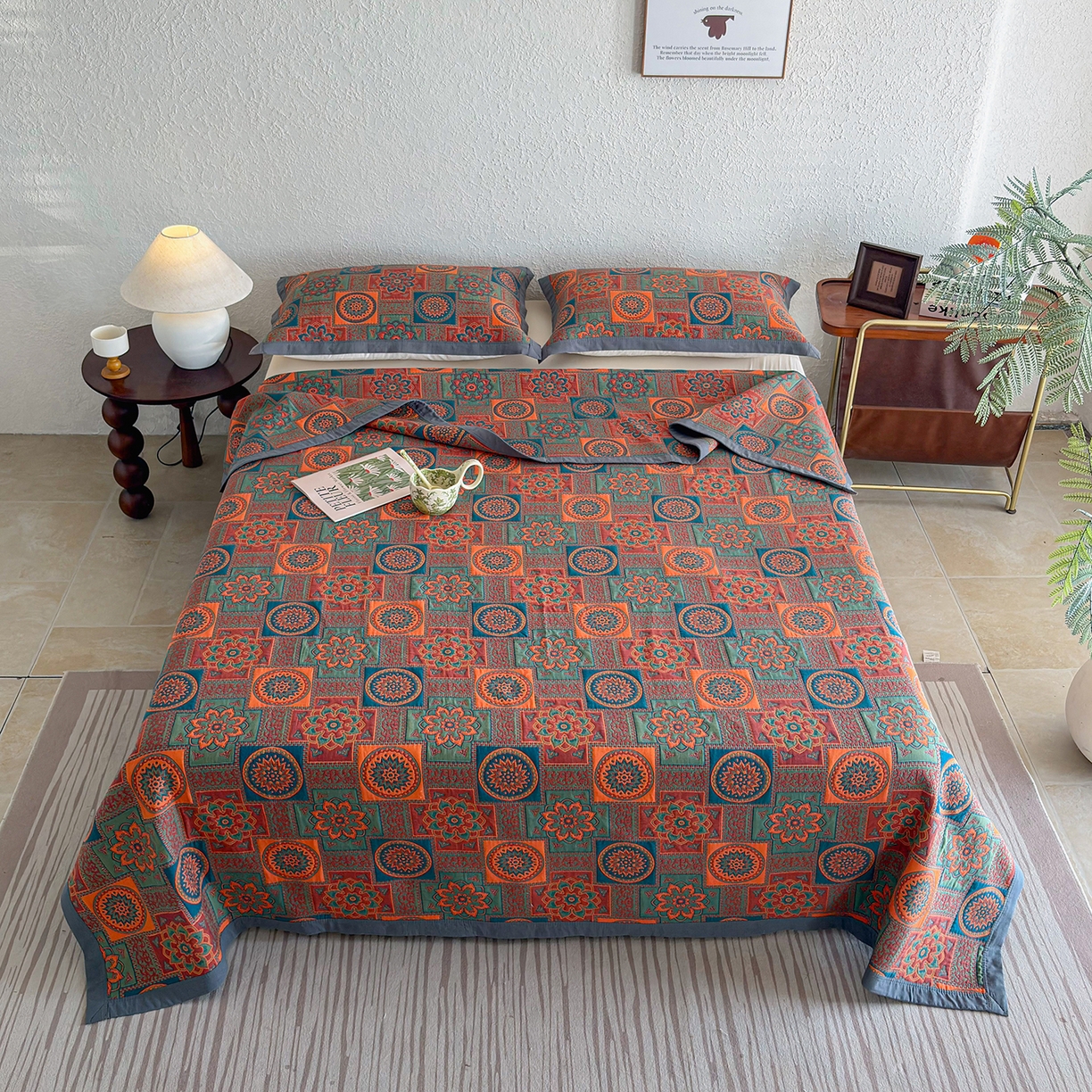 91家纺网 家纺一手货源 找家纺 棠薇家纺 2026新款纱布盖毯长绒棉纱布毛巾被夏被单双人棉纱盖毯毛巾毯夏季夏凉被空调被毯子可铺可盖床盖 琉璃时光