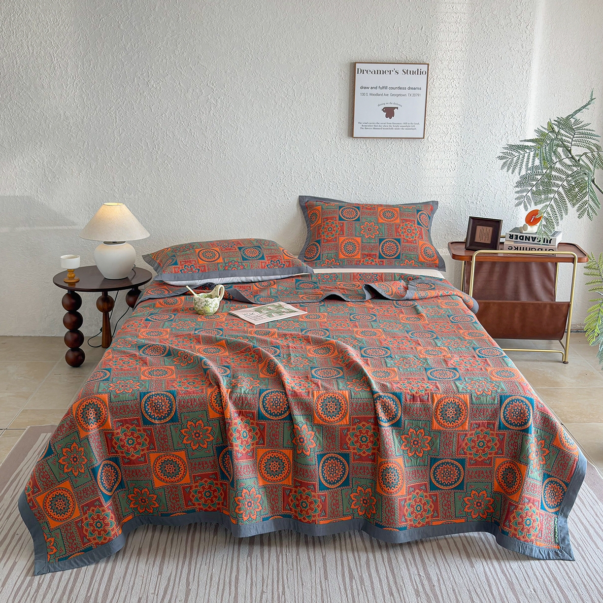 91家纺网 家纺一手货源 找家纺 棠薇家纺 2026新款纱布盖毯长绒棉纱布毛巾被夏被单双人棉纱盖毯毛巾毯夏季夏凉被空调被毯子可铺可盖床盖 琉璃时光