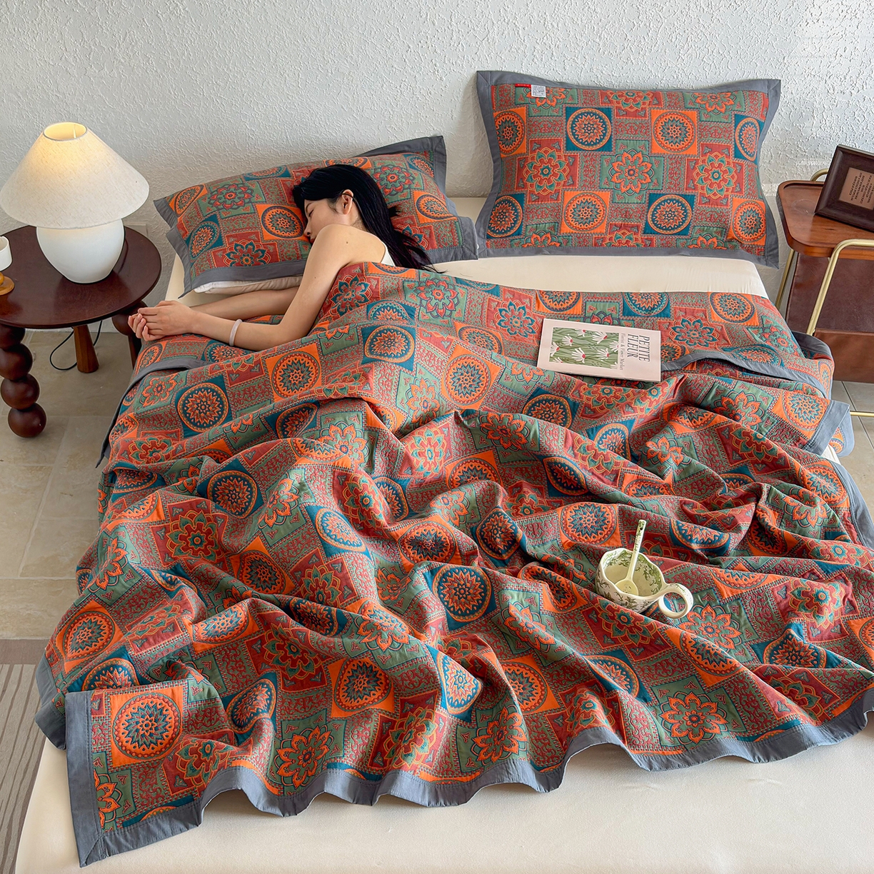 91家纺网 家纺一手货源 找家纺 棠薇家纺 2026新款纱布盖毯长绒棉纱布毛巾被夏被单双人棉纱盖毯毛巾毯夏季夏凉被空调被毯子可铺可盖床盖 琉璃时光