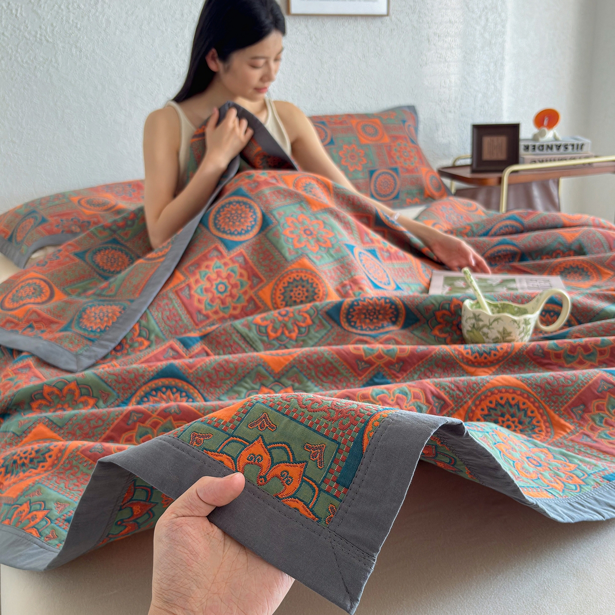 91家纺网 家纺一手货源 找家纺 棠薇家纺 2026新款纱布盖毯长绒棉纱布毛巾被夏被单双人棉纱盖毯毛巾毯夏季夏凉被空调被毯子可铺可盖床盖 琉璃时光