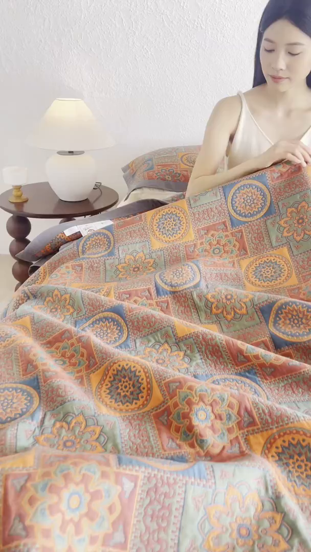 91家纺网 家纺一手货源 找家纺 棠薇家纺 2026新款纱布盖毯长绒棉纱布毛巾被夏被单双人棉纱盖毯毛巾毯夏季夏凉被空调被毯子可铺可盖床盖 琉璃时光