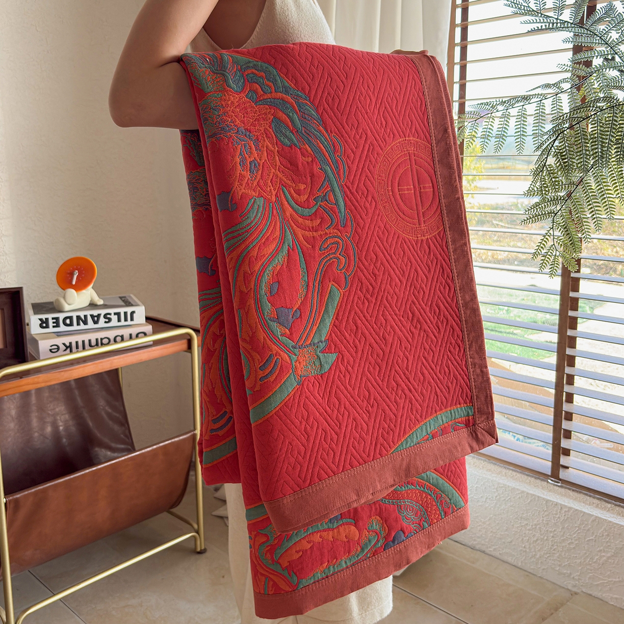 91家纺网 家纺一手货源 找家纺 棠薇家纺 2026新款纱布盖毯长绒棉纱布毛巾被夏被单双人棉纱盖毯毛巾毯夏季夏凉被空调被毯子可铺可盖床盖 龙凤呈祥