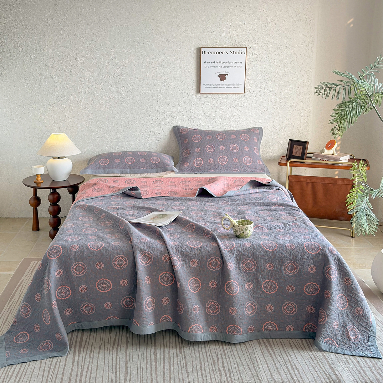 91家纺网 家纺一手货源 找家纺 棠薇家纺 2026新款纱布盖毯长绒棉纱布毛巾被夏被单双人棉纱盖毯毛巾毯夏季夏凉被空调被毯子可铺可盖床盖 罗曼蒂克