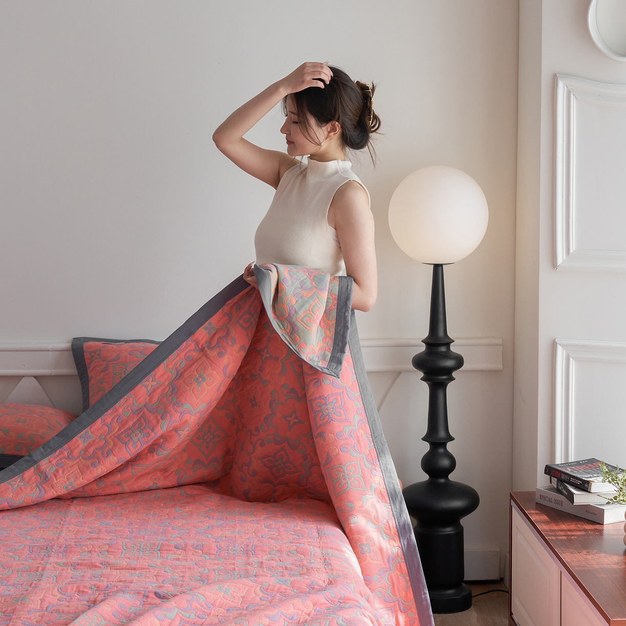 91家纺网 家纺一手货源 找家纺 棠薇家纺 2026新款纱布盖毯长绒棉纱布毛巾被夏被单双人棉纱盖毯毛巾毯夏季夏凉被空调被毯子可铺可盖床盖 年华粉