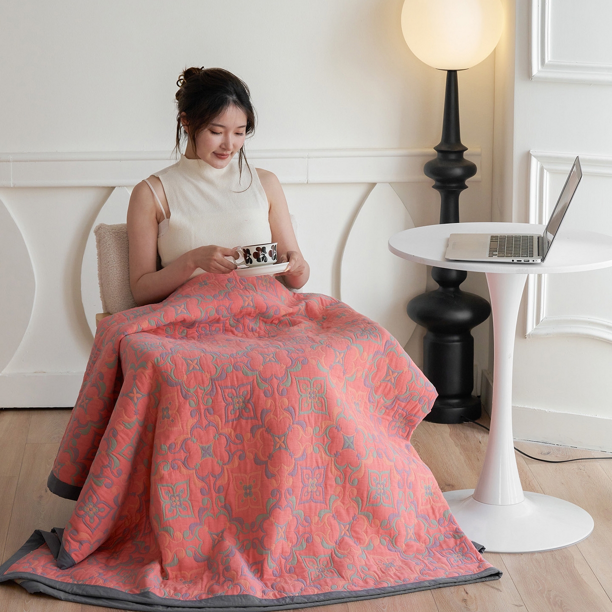 91家纺网 家纺一手货源 找家纺 棠薇家纺 2026新款纱布盖毯长绒棉纱布毛巾被夏被单双人棉纱盖毯毛巾毯夏季夏凉被空调被毯子可铺可盖床盖 年华粉