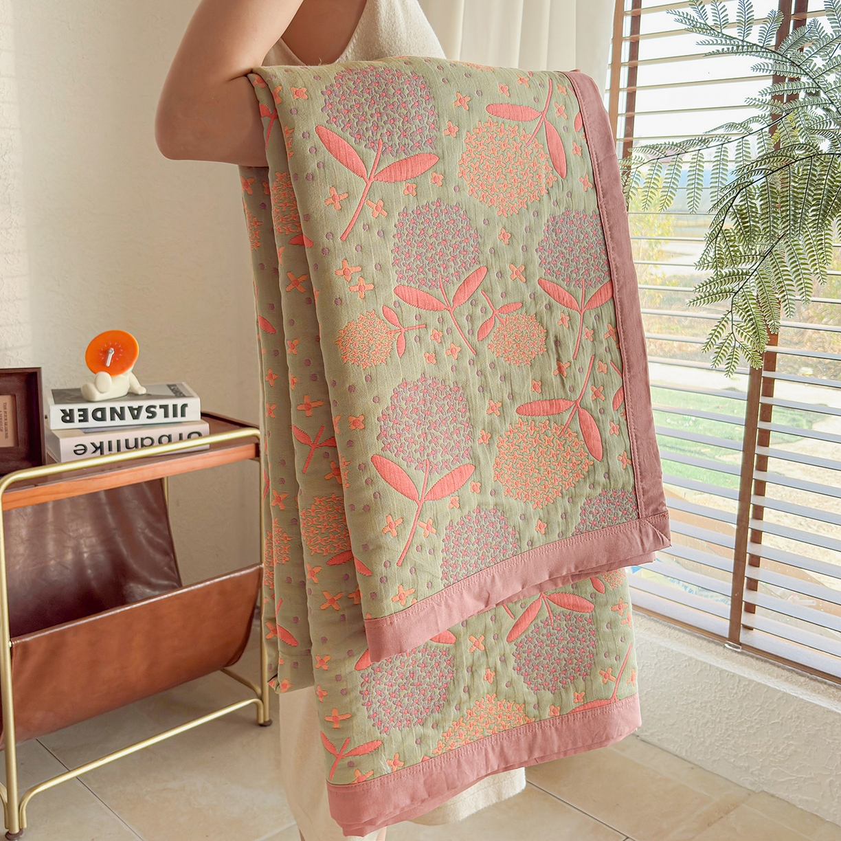 91家纺网 家纺一手货源 找家纺 棠薇家纺 2026新款纱布盖毯长绒棉纱布毛巾被夏被单双人棉纱盖毯毛巾毯夏季夏凉被空调被毯子可铺可盖床盖 蒲公英