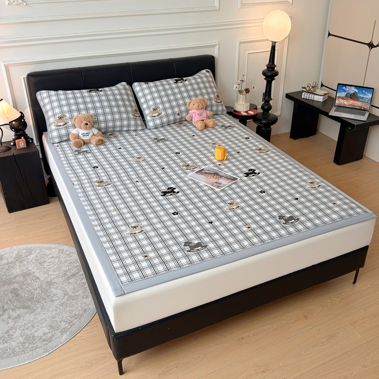 91家纺网 家纺一手货源 找家纺 （总）爱思凯家纺 2026新款纯凉感pe豆豆多色双提花条席-成人款