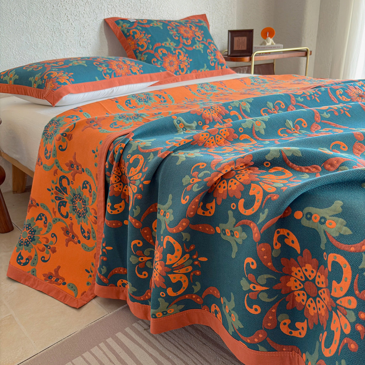 91家纺网 家纺一手货源 找家纺 棠薇家纺 2026新款纱布盖毯长绒棉纱布毛巾被夏被单双人棉纱盖毯毛巾毯夏季夏凉被空调被毯子可铺可盖床盖 温婉花境