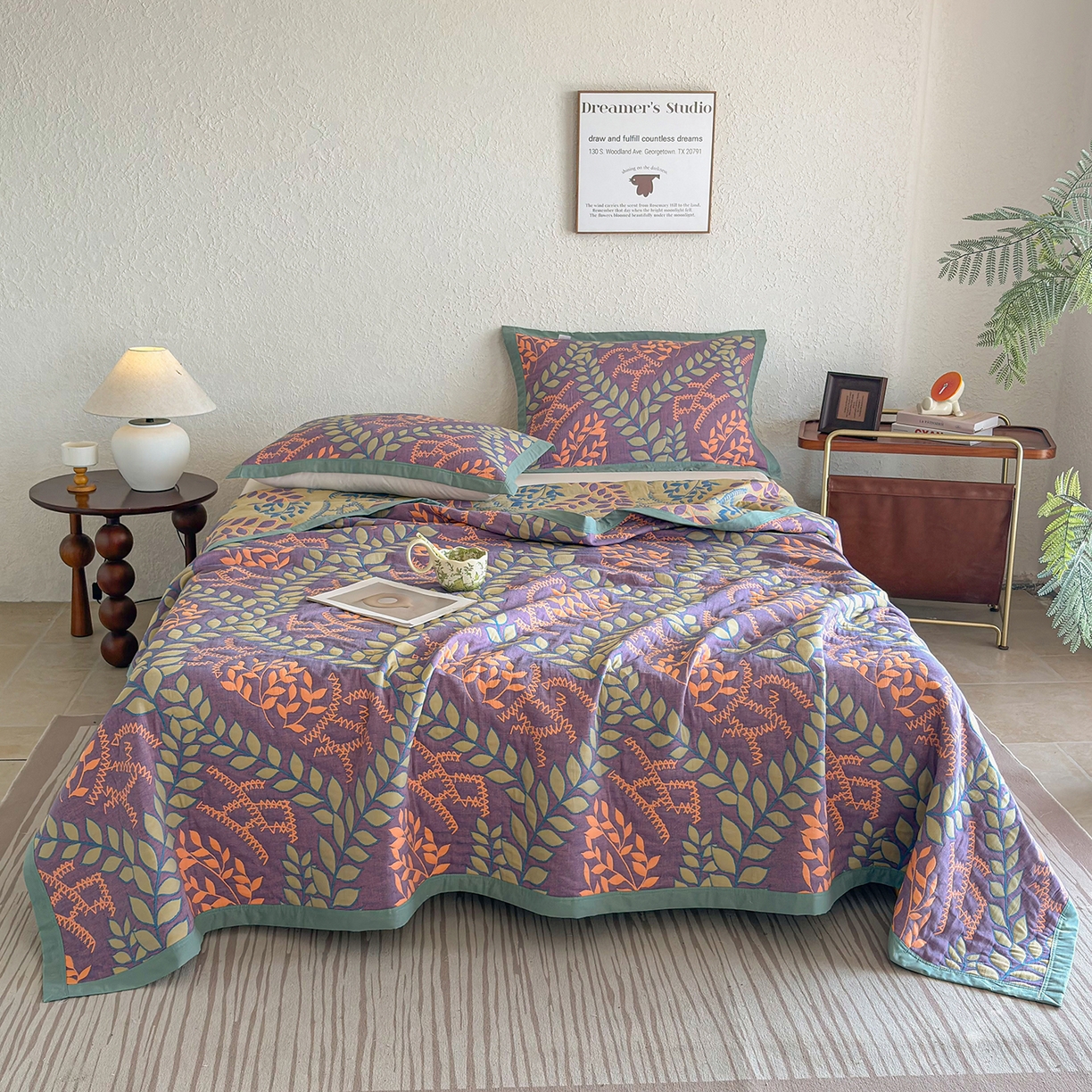 91家纺网 家纺一手货源 找家纺 棠薇家纺 2026新款纱布盖毯长绒棉纱布毛巾被夏被单双人棉纱盖毯毛巾毯夏季夏凉被空调被毯子可铺可盖床盖 夏日森林