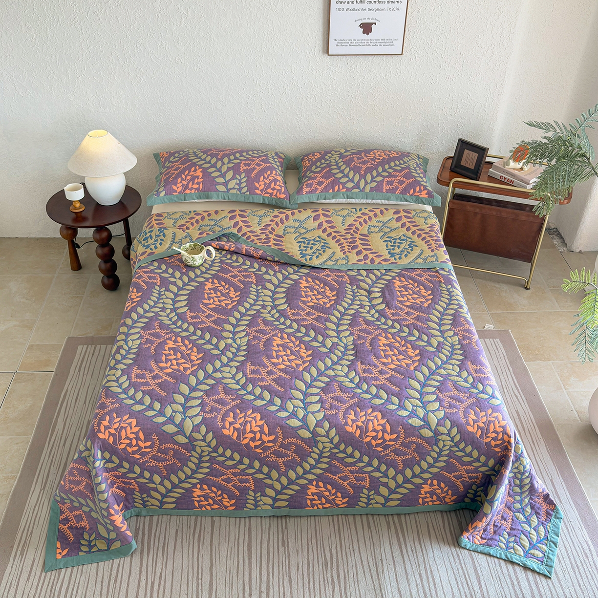 91家纺网 家纺一手货源 找家纺 棠薇家纺 2026新款纱布盖毯长绒棉纱布毛巾被夏被单双人棉纱盖毯毛巾毯夏季夏凉被空调被毯子可铺可盖床盖 夏日森林