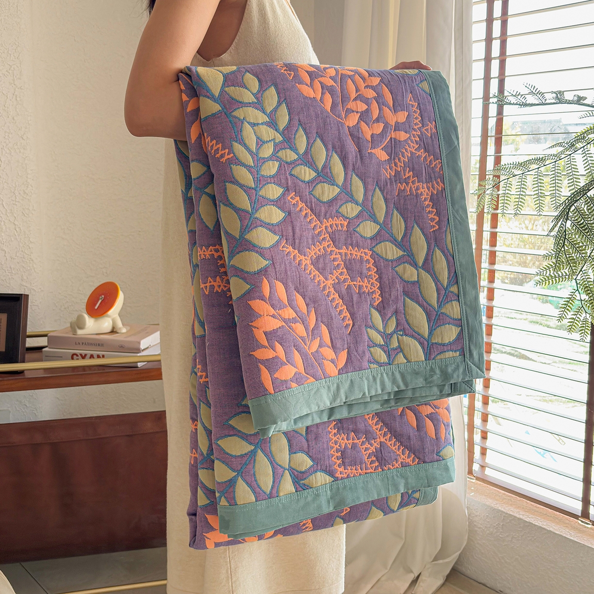 91家纺网 家纺一手货源 找家纺 棠薇家纺 2026新款纱布盖毯长绒棉纱布毛巾被夏被单双人棉纱盖毯毛巾毯夏季夏凉被空调被毯子可铺可盖床盖 夏日森林