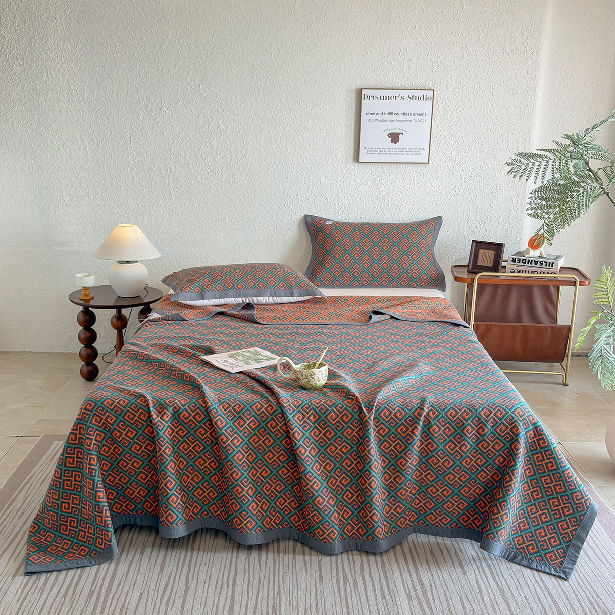 91家纺网 家纺一手货源 找家纺 棠薇家纺 2026新款纱布盖毯长绒棉纱布毛巾被夏被单双人棉纱盖毯毛巾毯夏季夏凉被空调被毯子可铺可盖床盖 长城格