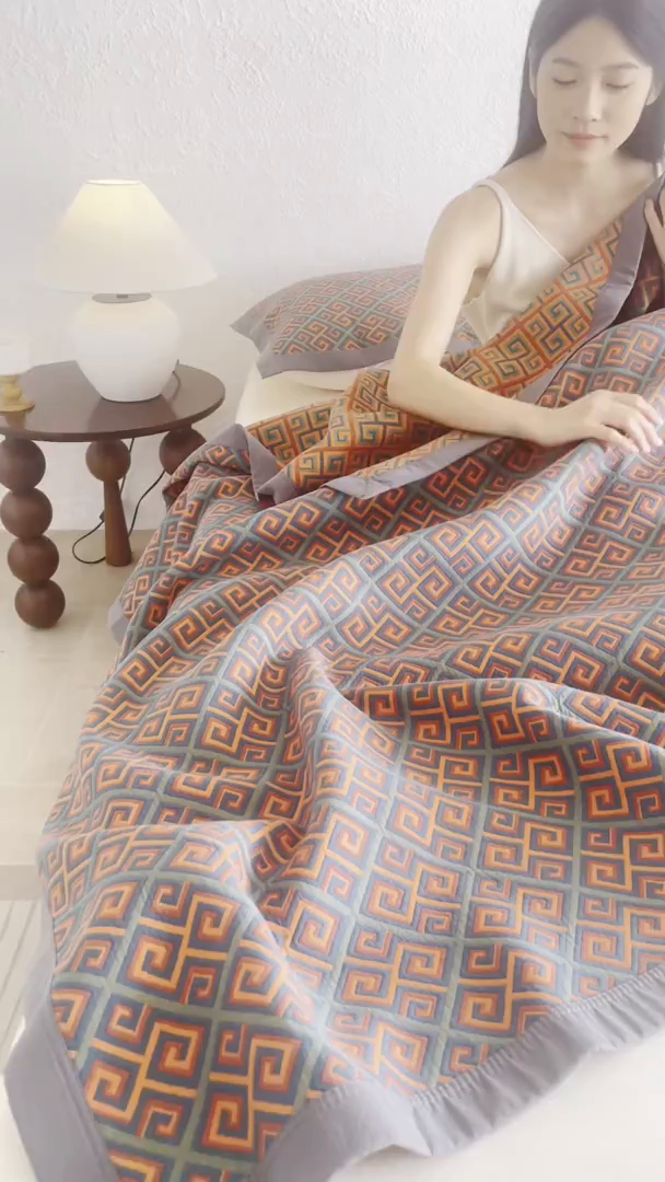 91家纺网 家纺一手货源 找家纺 棠薇家纺 2026新款纱布盖毯长绒棉纱布毛巾被夏被单双人棉纱盖毯毛巾毯夏季夏凉被空调被毯子可铺可盖床盖 长城格