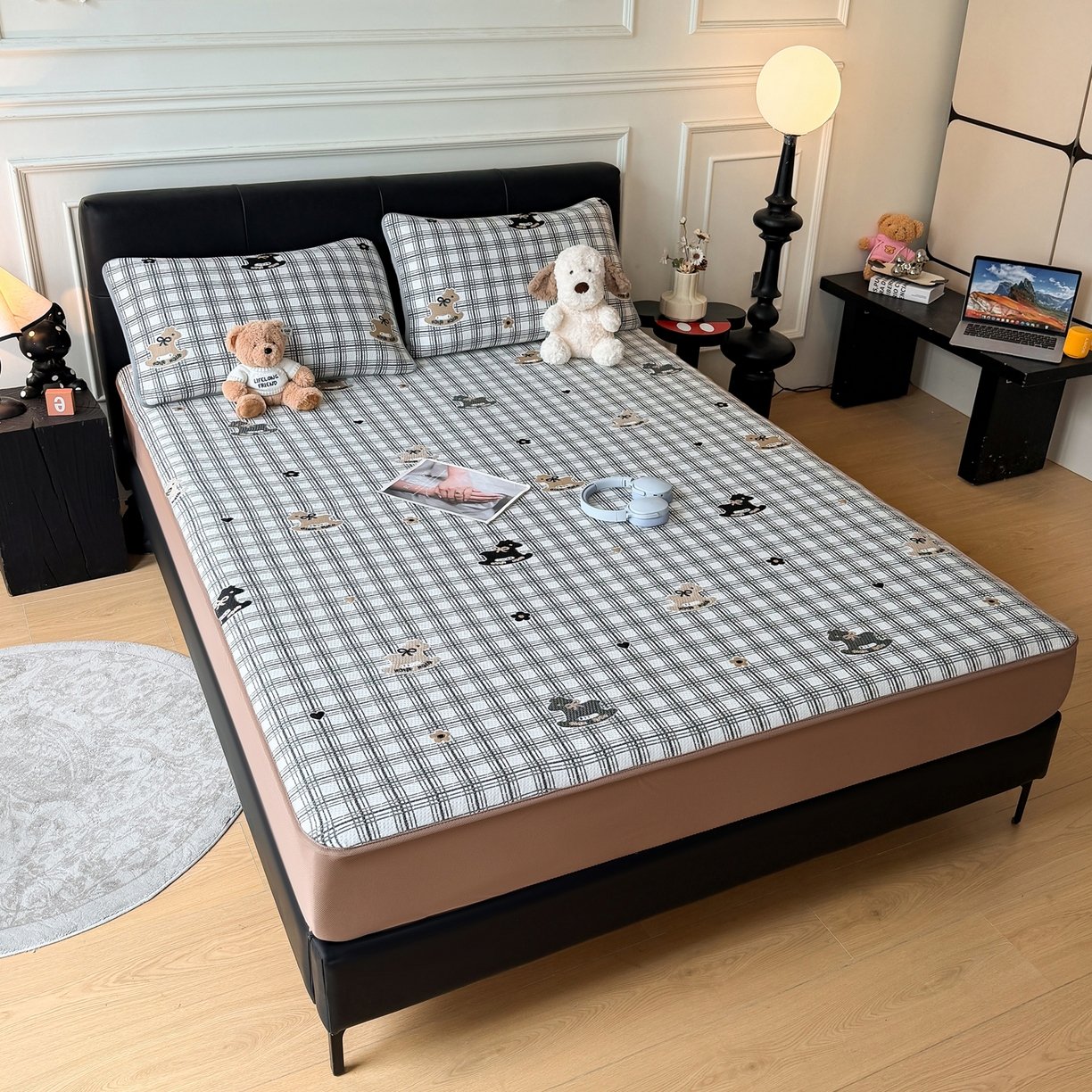 91家纺网 家纺一手货源 找家纺 （总）爱思凯家纺 2026新款纯凉感PE豆豆多色双提花床笠款凉席