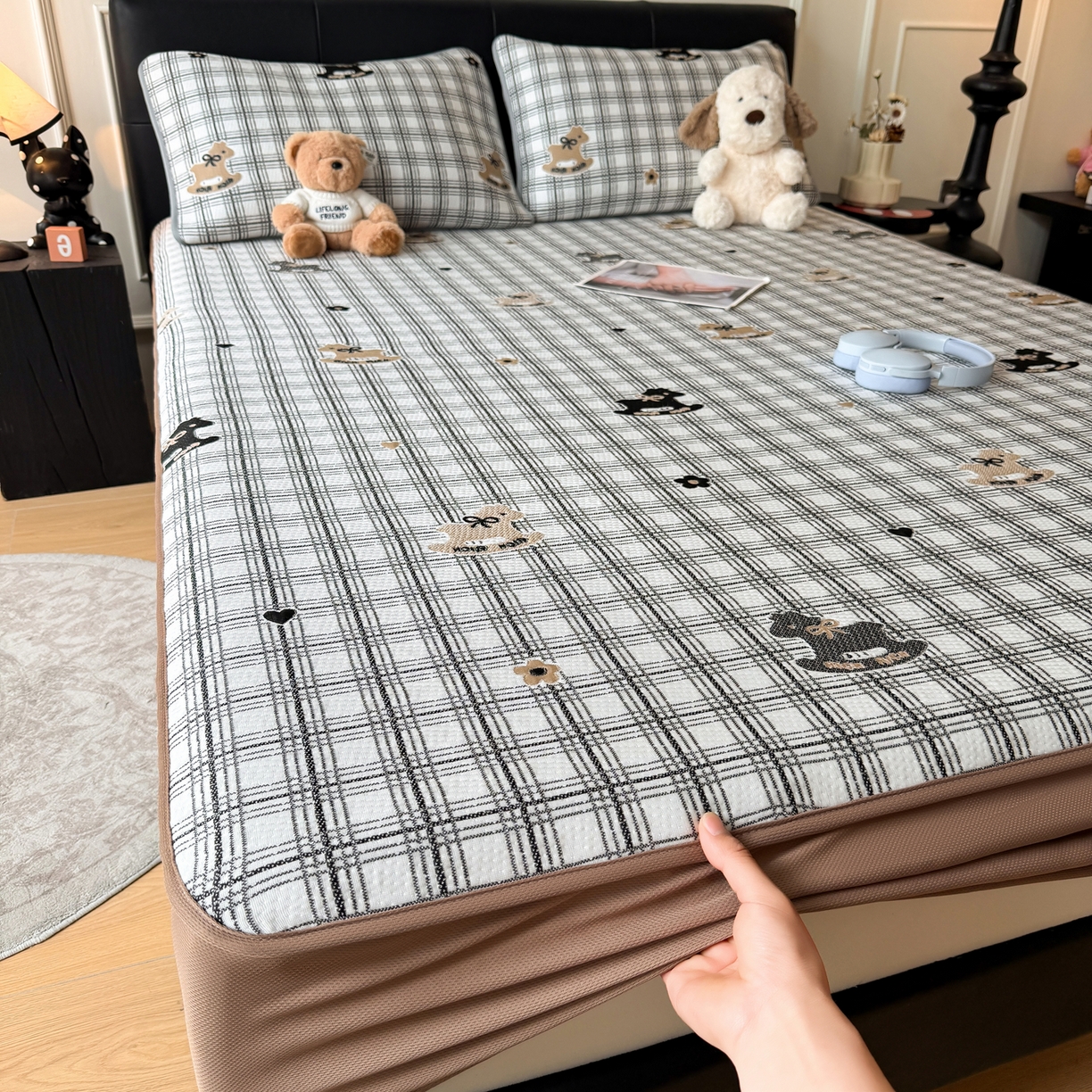 91家纺网 家纺一手货源 找家纺 （总）爱思凯家纺 2026新款纯凉感PE豆豆多色双提花床笠款凉席