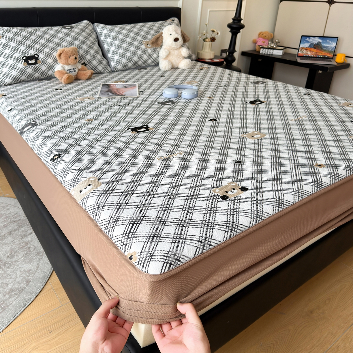 91家纺网 家纺一手货源 找家纺 （总）爱思凯家纺 2026新款纯凉感PE豆豆多色双提花床笠款凉席