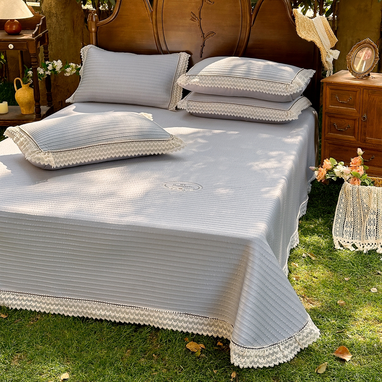 91家纺网 家纺一手货源 找家纺 乐朵家居 2026新款 卡洛琳 （复合） 凉豆豆 凉席三件套 星空灰