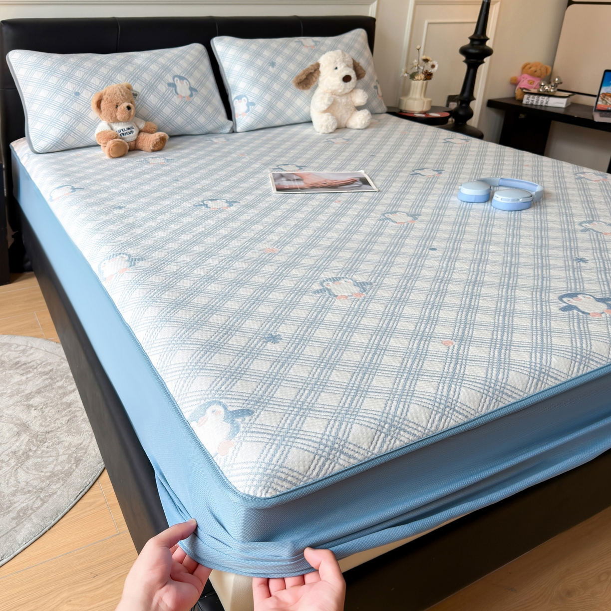 91家纺网 家纺一手货源 找家纺 （总）爱思凯家纺 2026新款纯凉感PE豆豆多色双提花床笠款凉席