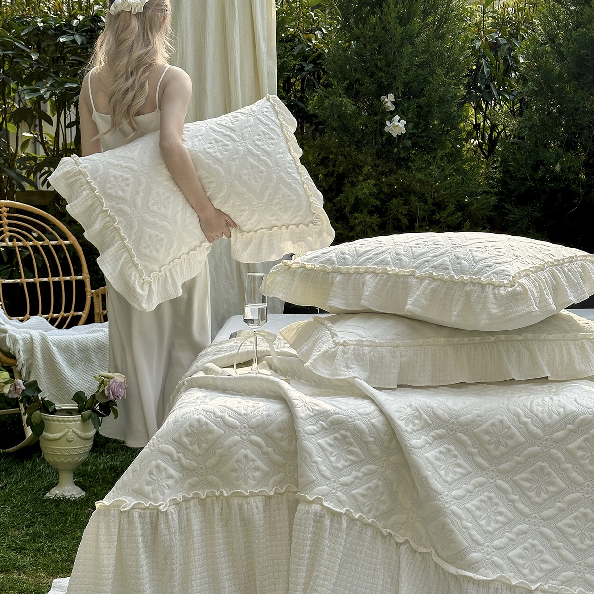 乐朵家居 2026新款 蒂梵朵 （复合）凉豆豆 凉席三件套 -米色