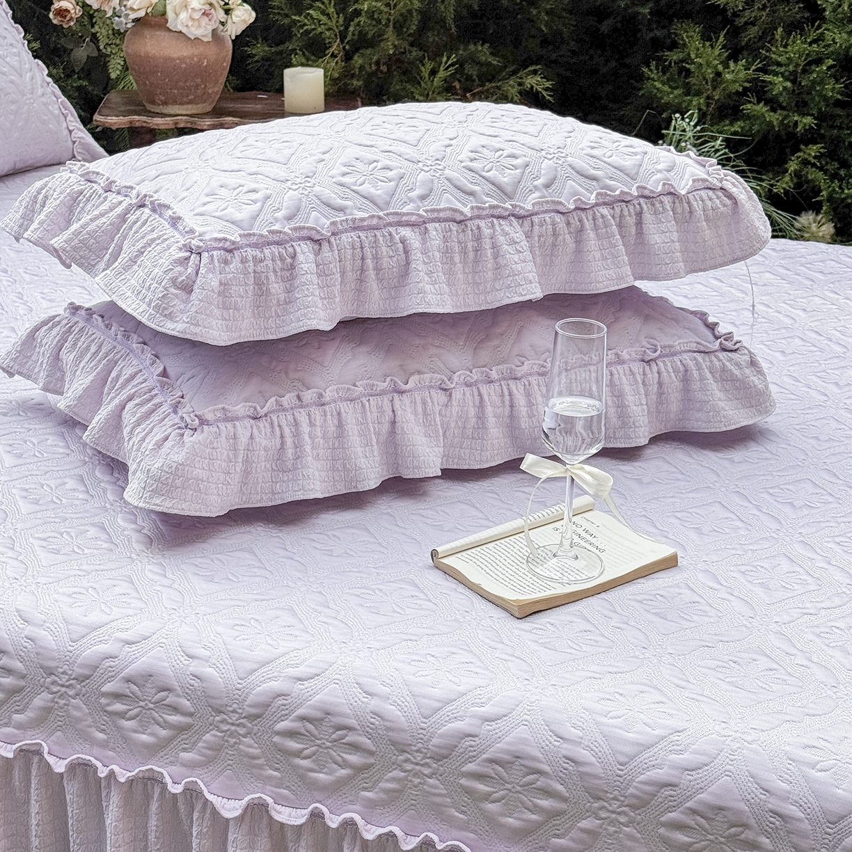 91家纺网 家纺一手货源 找家纺 乐朵家居 2026新款 蒂梵朵 （复合）凉豆豆 凉席三件套 优雅紫