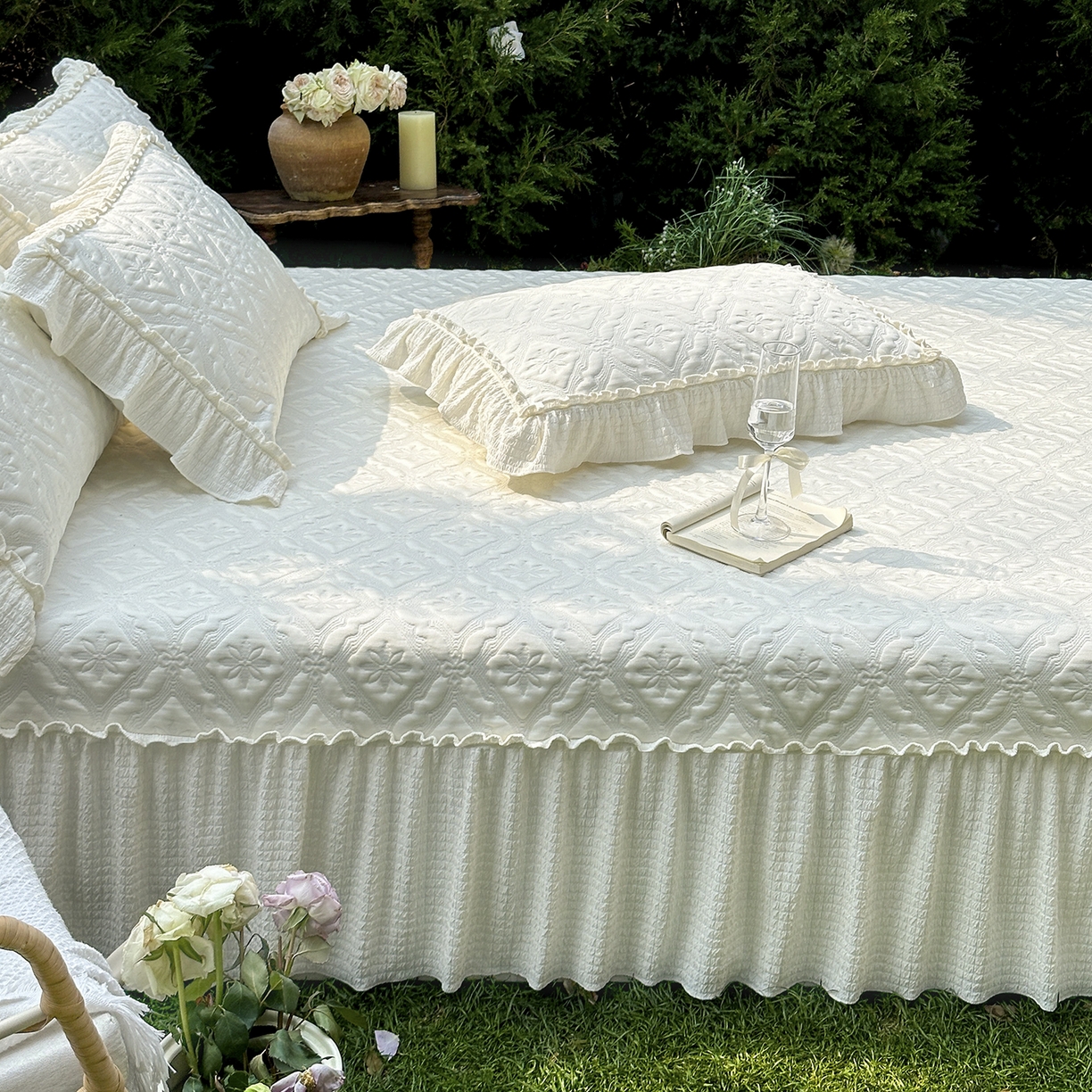 91家纺网 家纺一手货源 找家纺 乐朵家居 2026新款 蒂梵朵 （复合）凉豆豆 凉席三件套 -米色