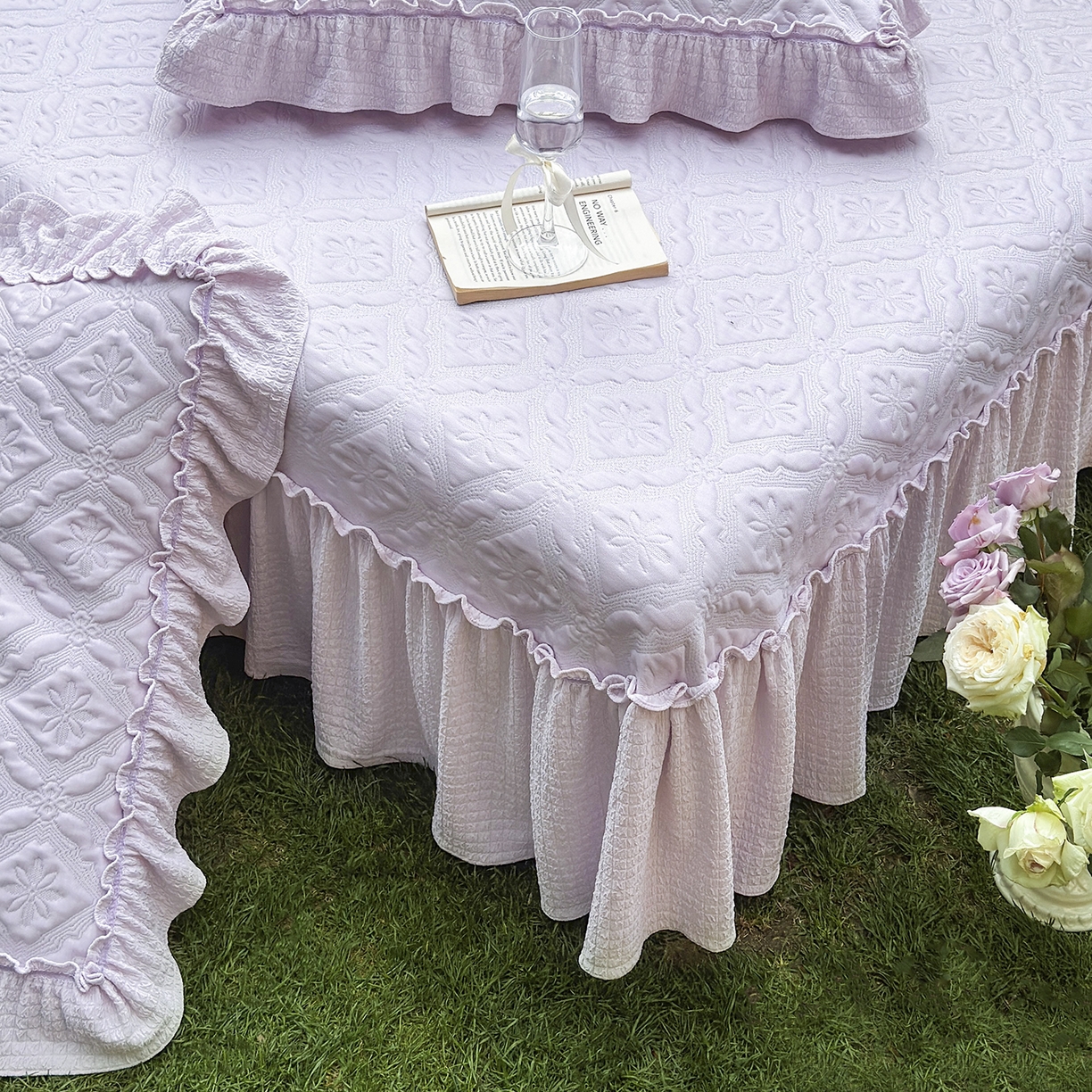 91家纺网 家纺一手货源 找家纺 乐朵家居 2026新款 蒂梵朵 （复合）凉豆豆 凉席三件套 优雅紫