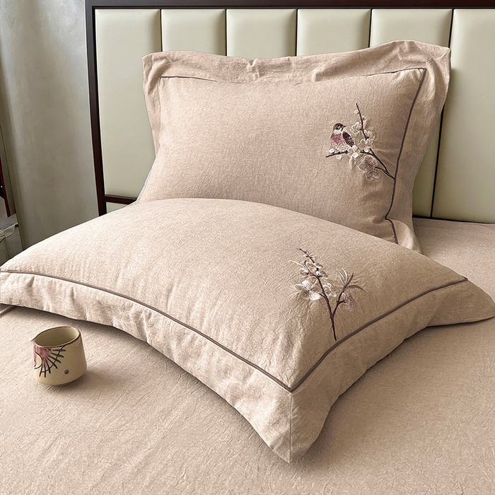 91家纺网 家纺一手货源 找家纺 （总）树下 2026新款A类棉麻刺绣床单款四件套