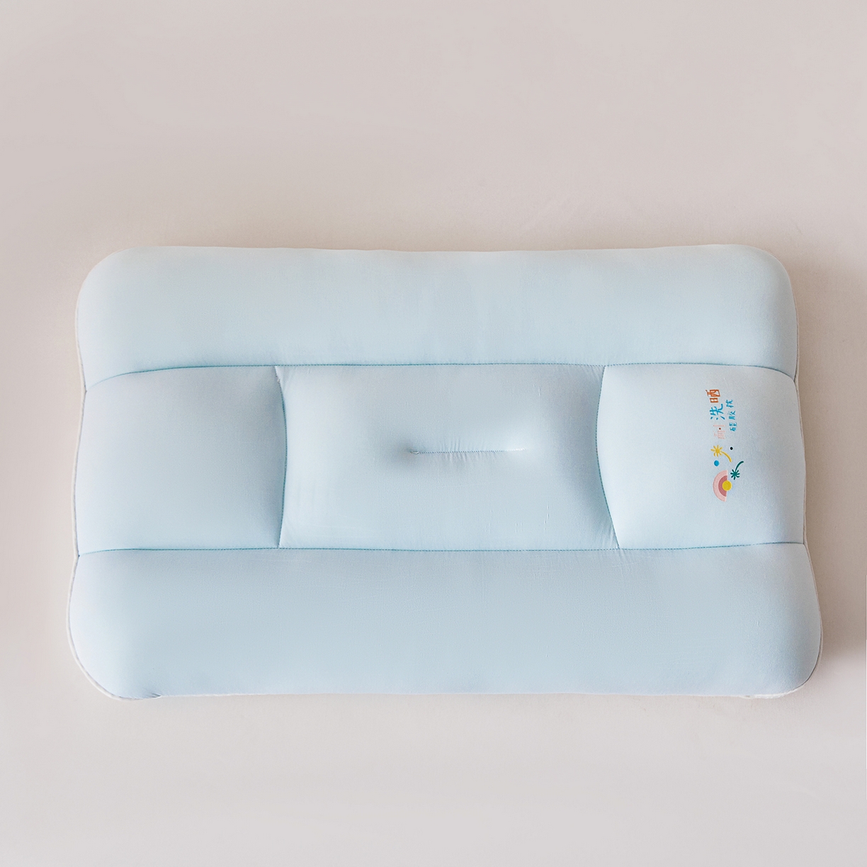 91家纺网 家纺一手货源 找家纺 贵夫人 2026新款A类儿童硅胶双面护颈枕枕头枕芯 学生成人蓝色单只