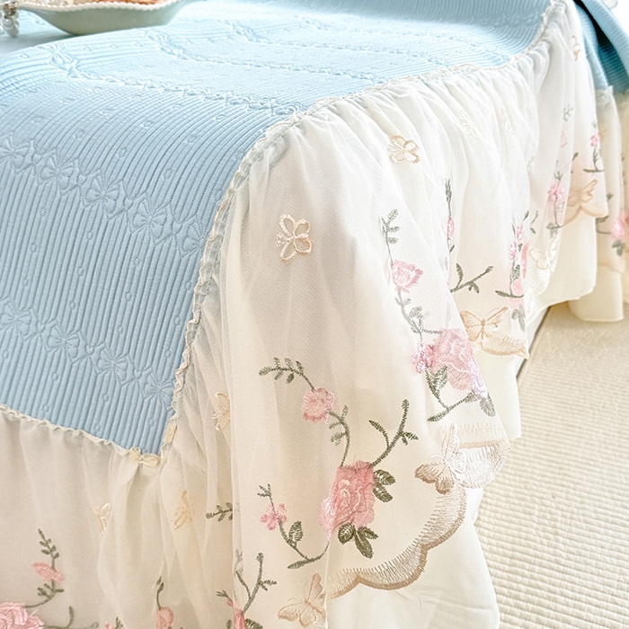 91家纺网 家纺一手货源 找家纺 （总）苏米娜家纺SUMINA 2026新款PE高分子弯边工艺床裙款凉席三件套-可心