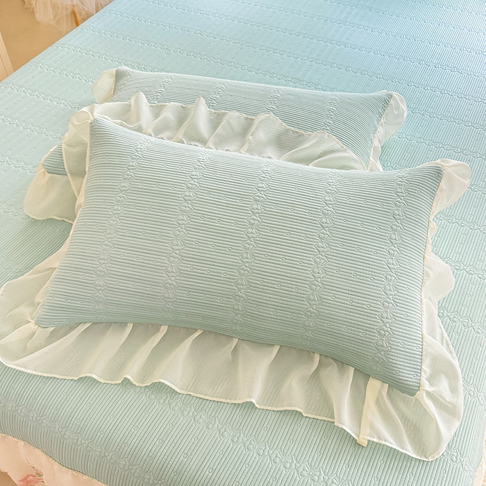 91家纺网 家纺一手货源 找家纺 苏米娜家纺SUMINA 2026新款PE高分子弯边工艺床裙款凉席三件套-可心 可心-清新绿