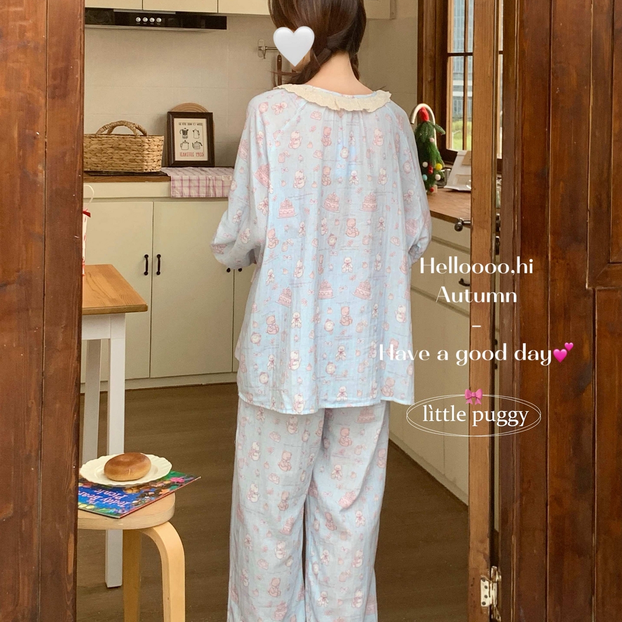 91家纺网 家纺一手货源 找家纺 （总）妍景家居生活馆 2026春夏新款双层纱蕾丝纱布开衫套装