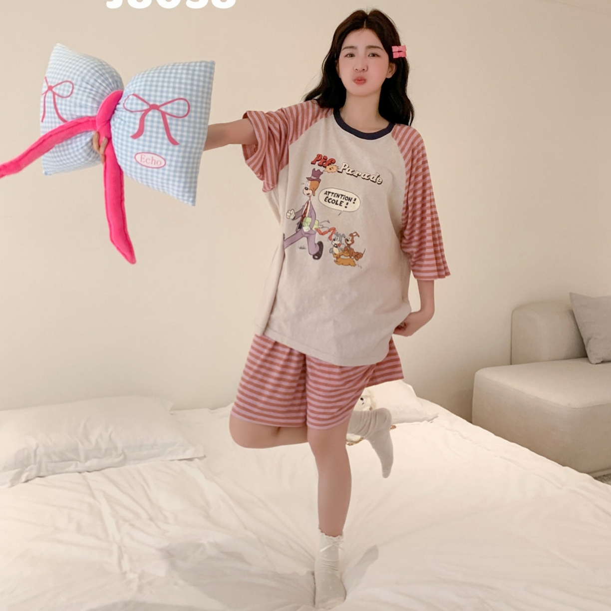 91家纺网 家纺一手货源 找家纺 妍景家居生活馆 2026春夏新款雪花棉心意絮语套装 心意絮语-橘色