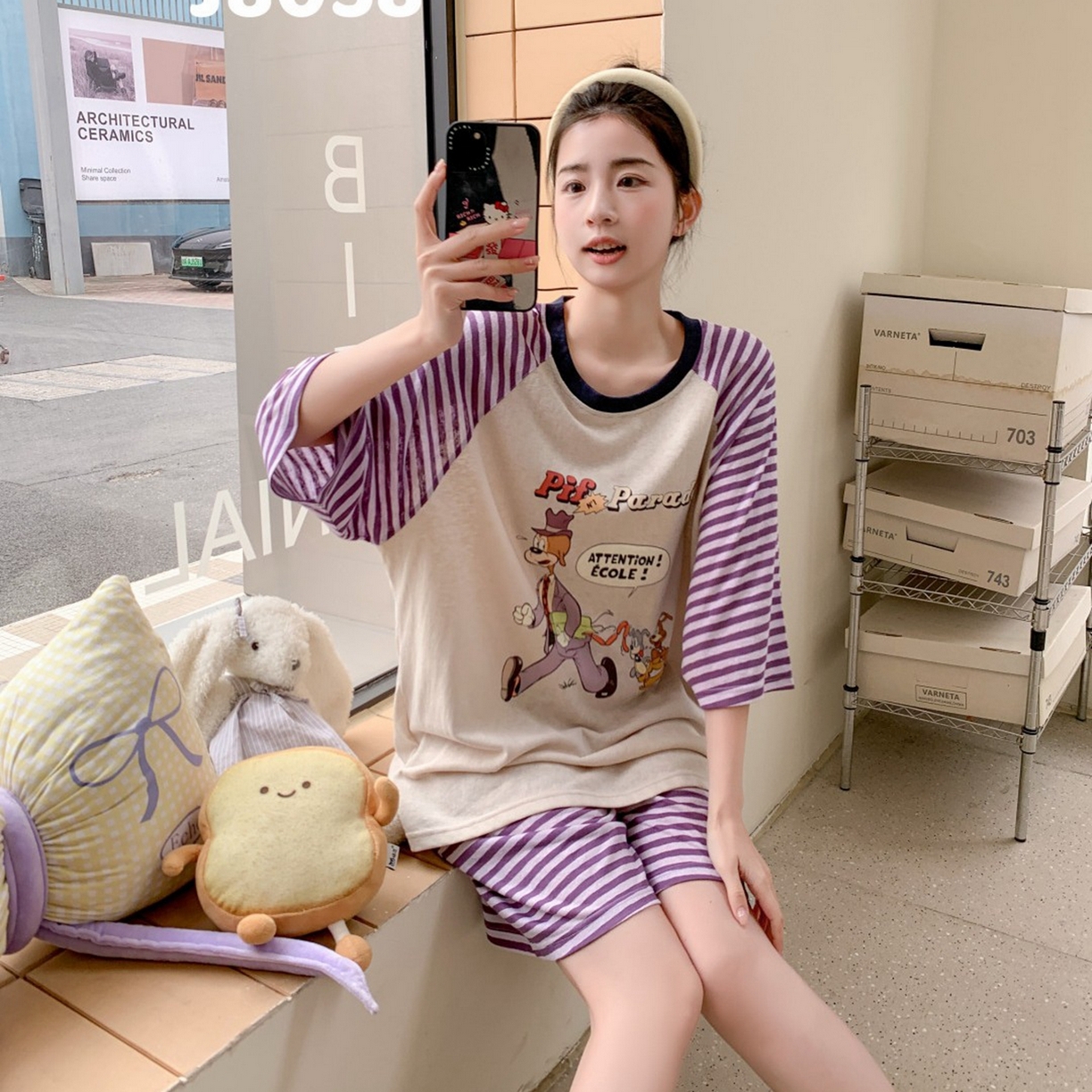 91家纺网 家纺一手货源 找家纺 妍景家居生活馆 2026春夏新款雪花棉心意絮语套装 心意絮语-紫色