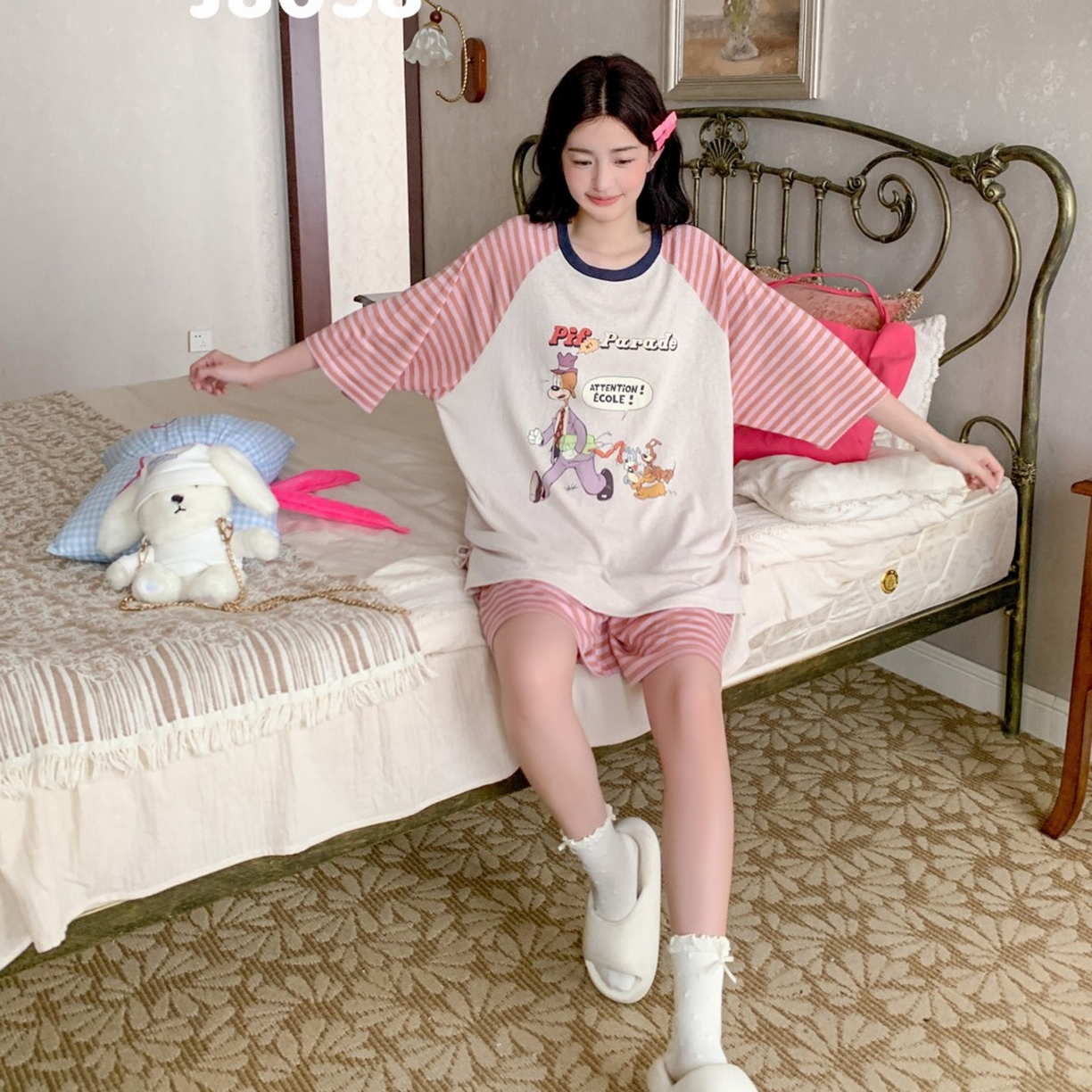 91家纺网 家纺一手货源 找家纺 妍景家居生活馆 2026春夏新款雪花棉心意絮语套装 心意絮语-橘色