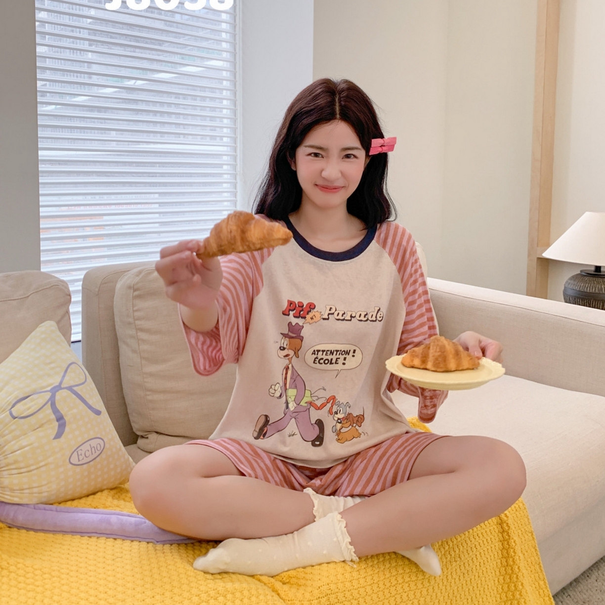 91家纺网 家纺一手货源 找家纺 妍景家居生活馆 2026春夏新款雪花棉心意絮语套装 心意絮语-橘色