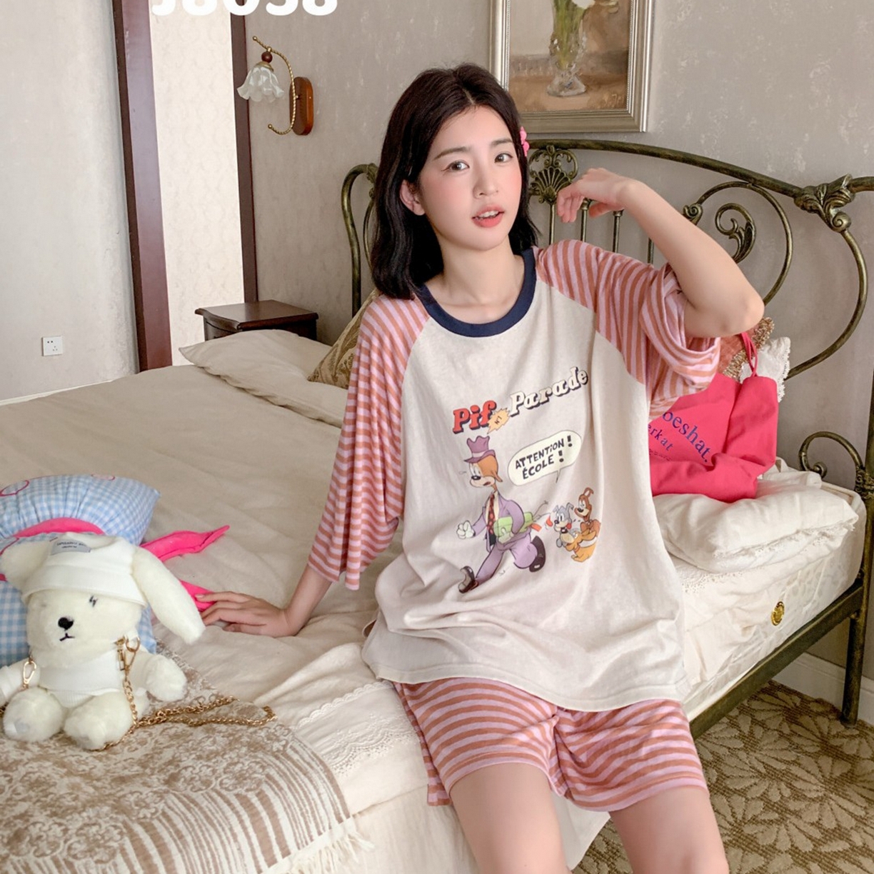 91家纺网 家纺一手货源 找家纺 妍景家居生活馆 2026春夏新款雪花棉心意絮语套装 心意絮语-橘色