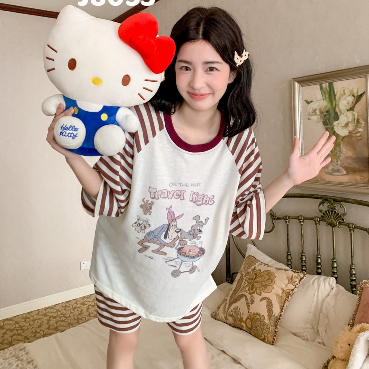 91家纺网 家纺一手货源 找家纺 妍景家居生活馆 2026春夏新款雪花棉野炊夏日套装 野炊夏日-咖色