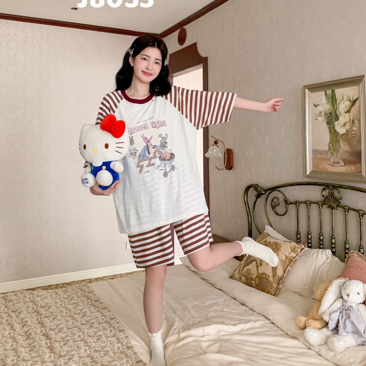 91家纺网 家纺一手货源 找家纺 妍景家居生活馆 2026春夏新款雪花棉野炊夏日套装 野炊夏日-咖色