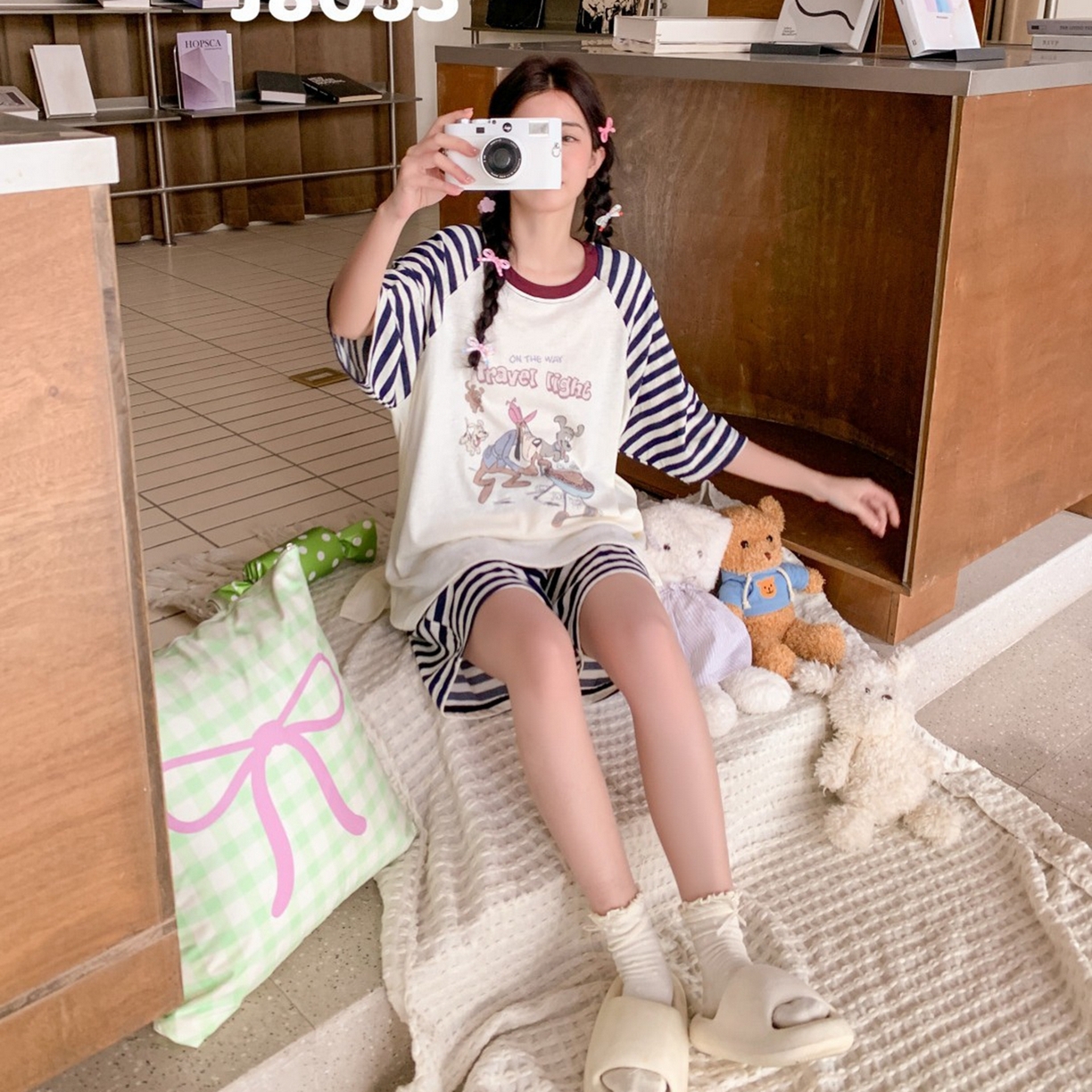 91家纺网 家纺一手货源 找家纺 妍景家居生活馆 2026春夏新款雪花棉野炊夏日套装 野炊夏日-蓝色