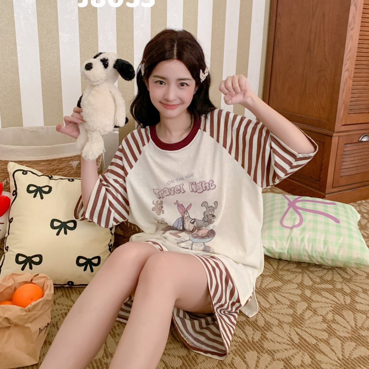 91家纺网 家纺一手货源 找家纺 妍景家居生活馆 2026春夏新款雪花棉野炊夏日套装 野炊夏日-咖色