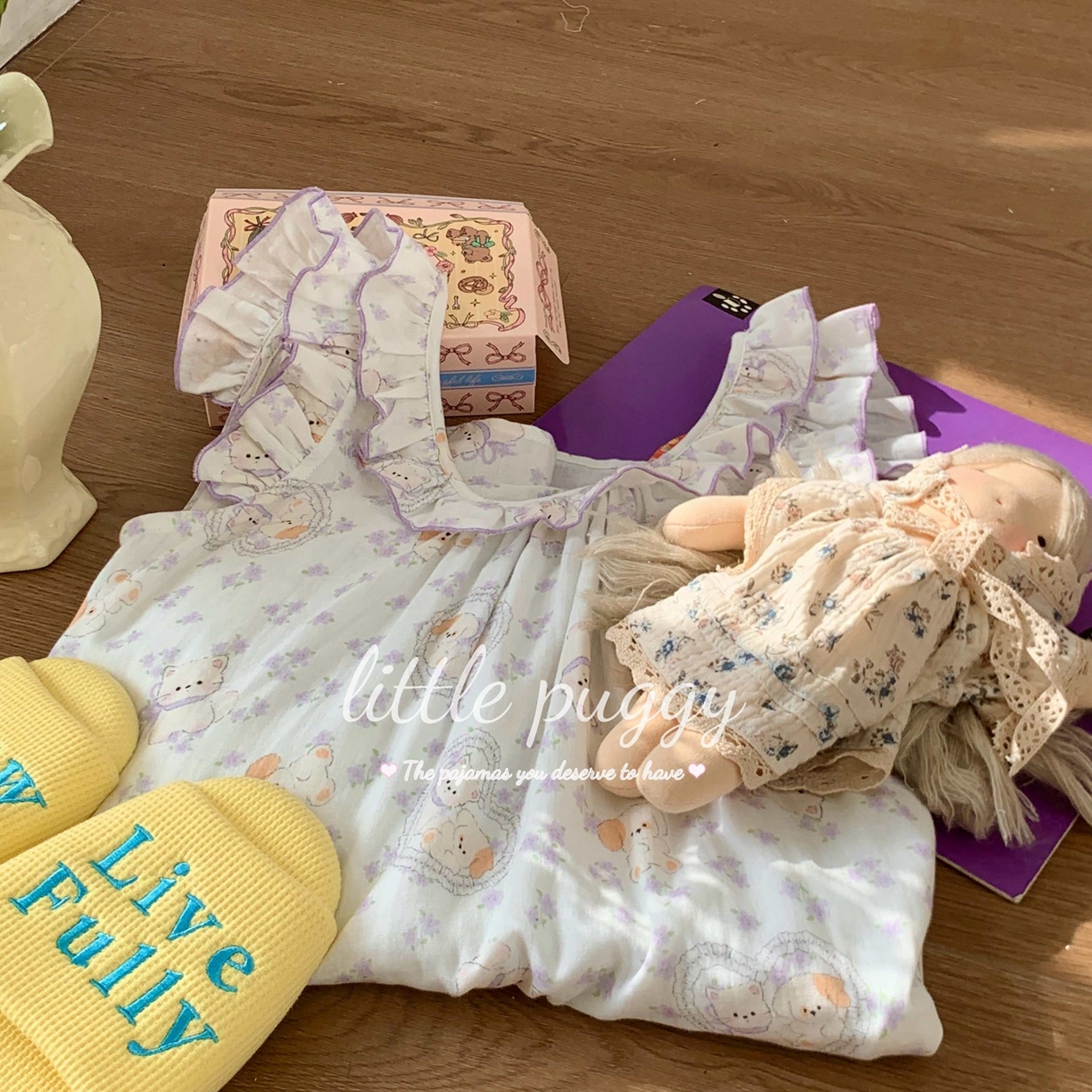 91家纺网 家纺一手货源 找家纺 （总）妍景家居生活馆 2026新款木耳边无袖睡裙