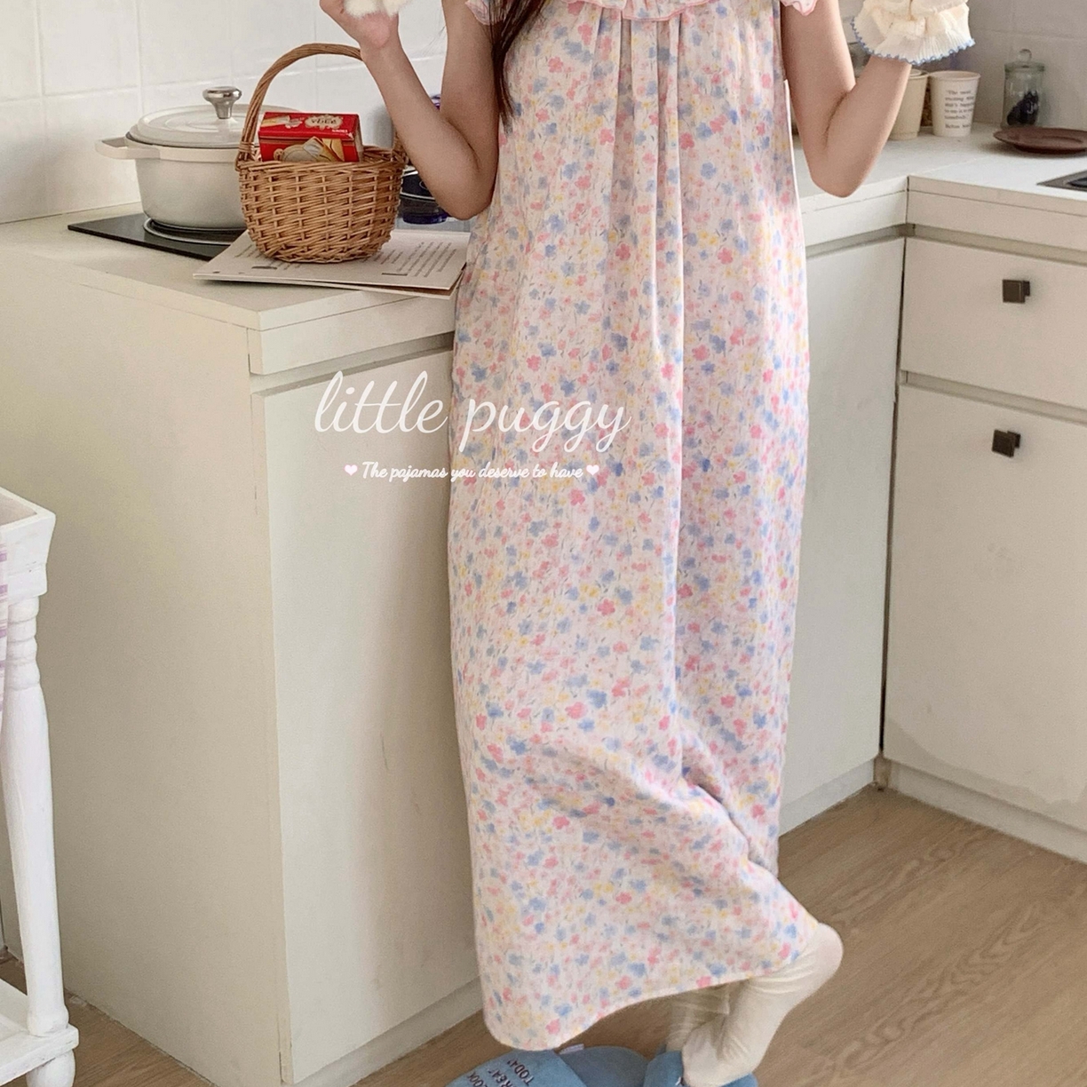 91家纺网 家纺一手货源 找家纺 妍景家居生活馆 2026新款木耳边无袖睡裙 莫奈花园