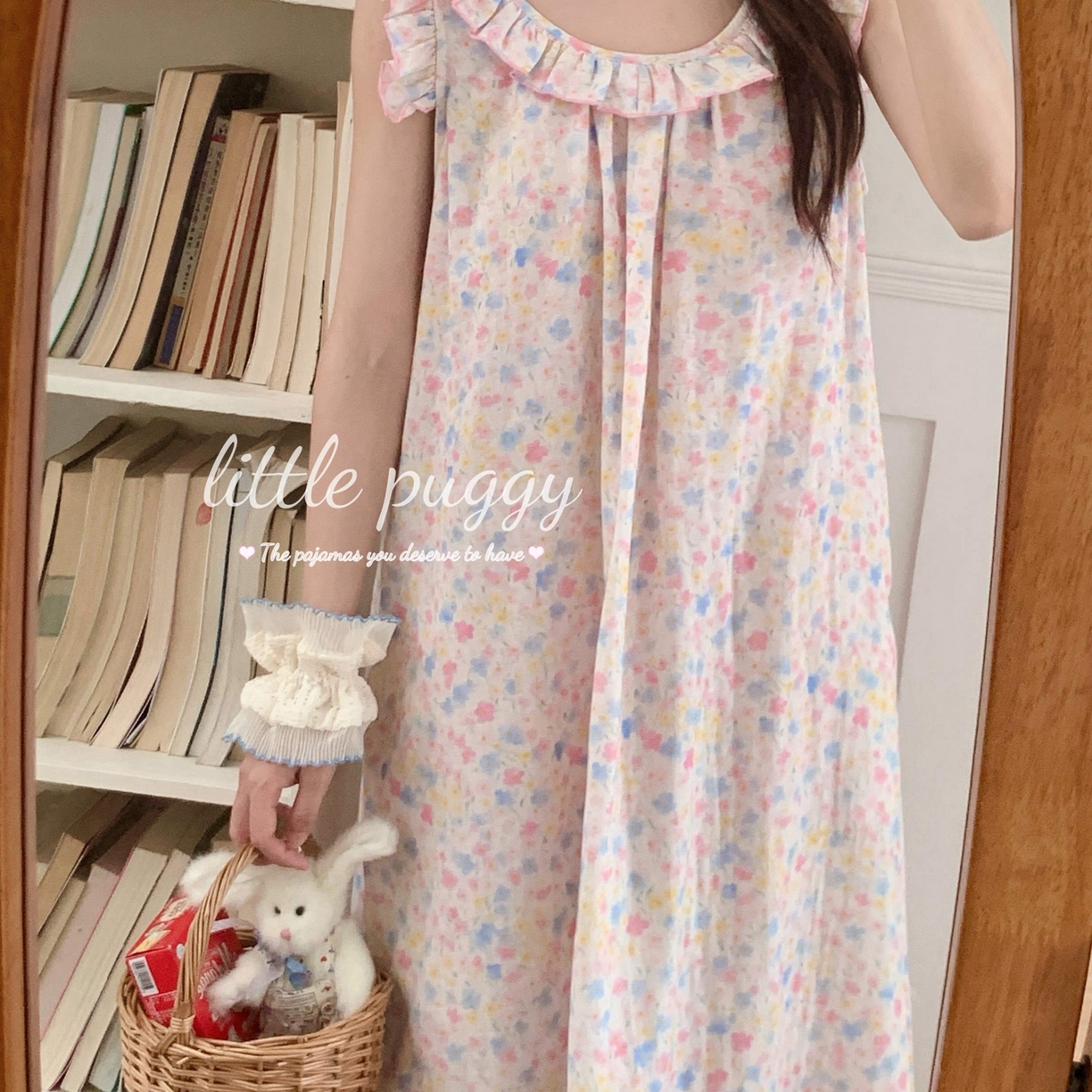 91家纺网 家纺一手货源 找家纺 妍景家居生活馆 2026新款木耳边无袖睡裙 莫奈花园