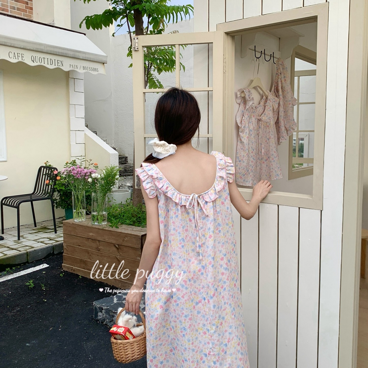 91家纺网 家纺一手货源 找家纺 妍景家居生活馆 2026新款木耳边无袖睡裙 莫奈花园