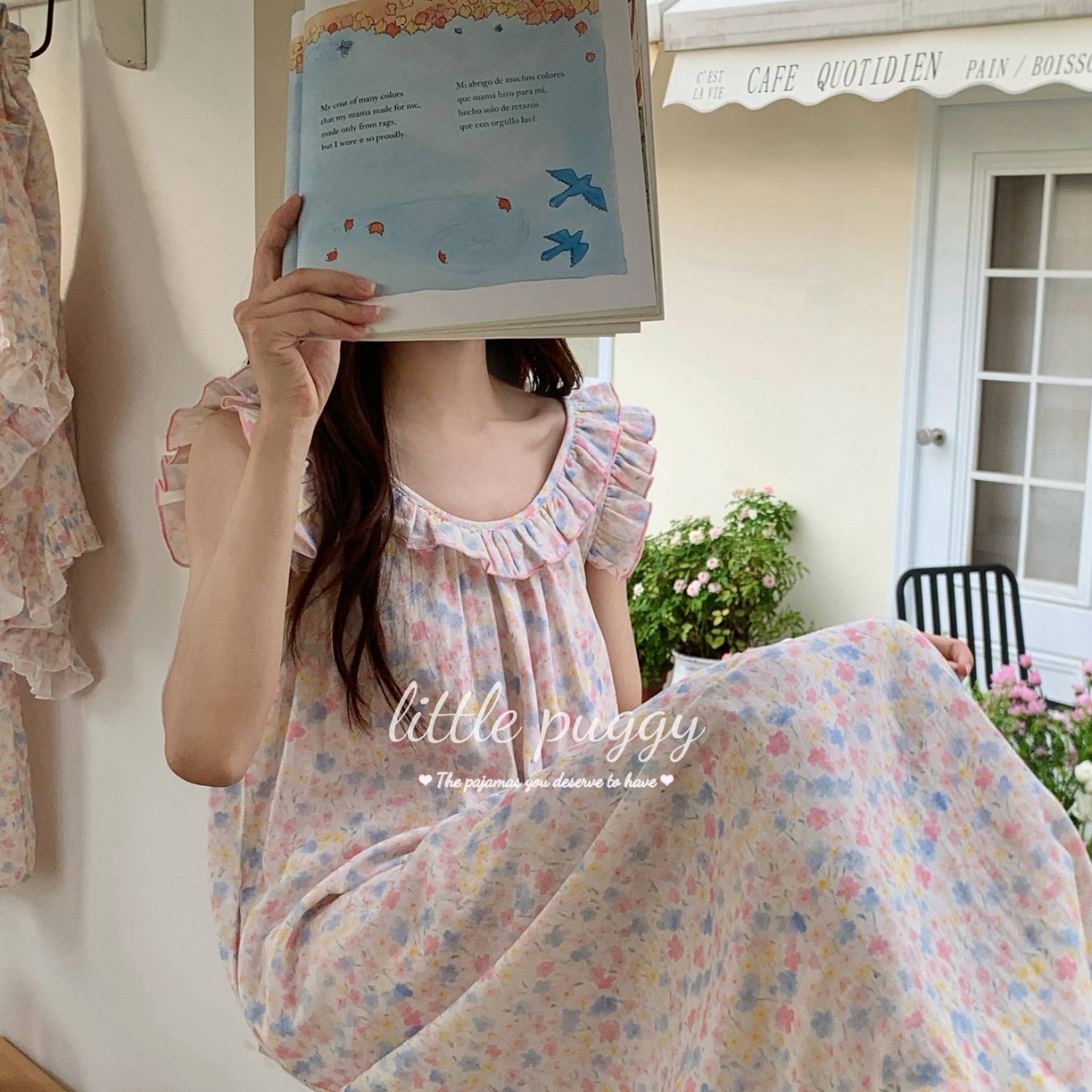 91家纺网 家纺一手货源 找家纺 妍景家居生活馆 2026新款木耳边无袖睡裙 莫奈花园