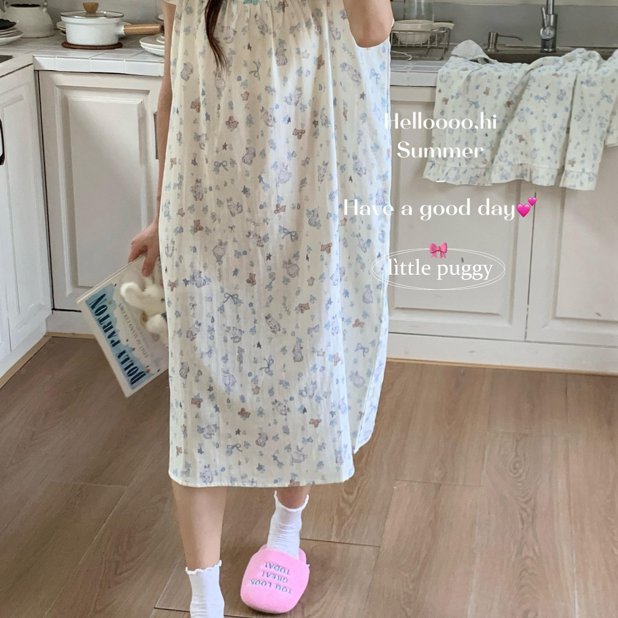 91家纺网 家纺一手货源 找家纺 （总）妍景家居生活馆 2026新款双层纱小飞袖睡裙