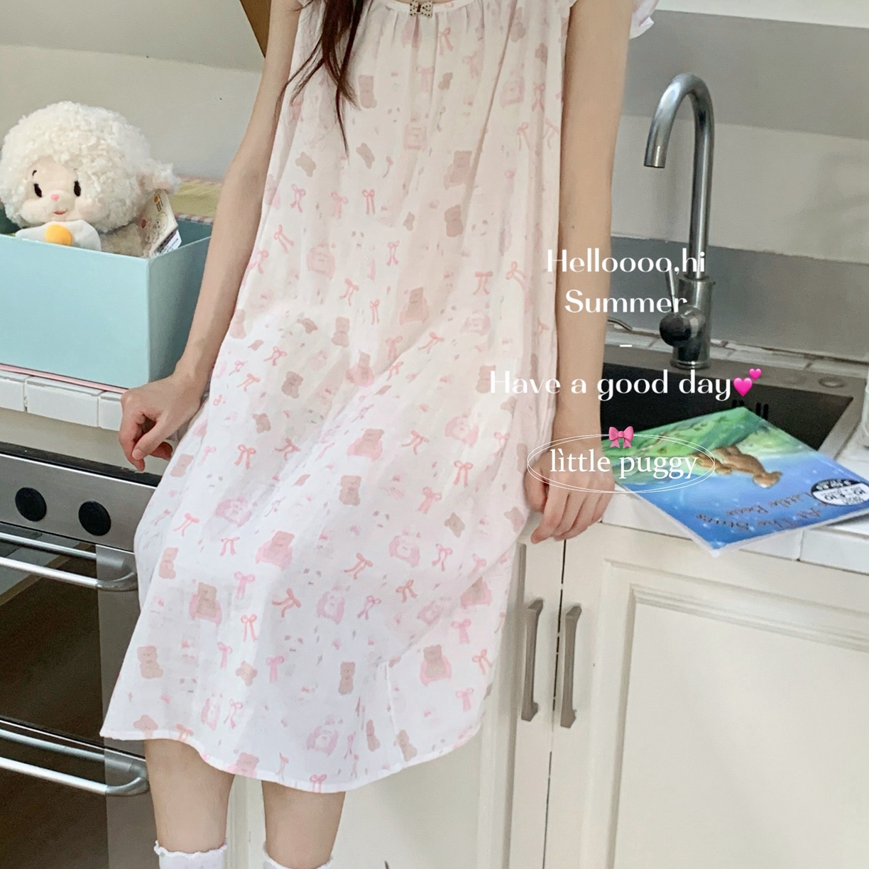 91家纺网 家纺一手货源 找家纺 （总）妍景家居生活馆 2026新款双层纱小飞袖睡裙