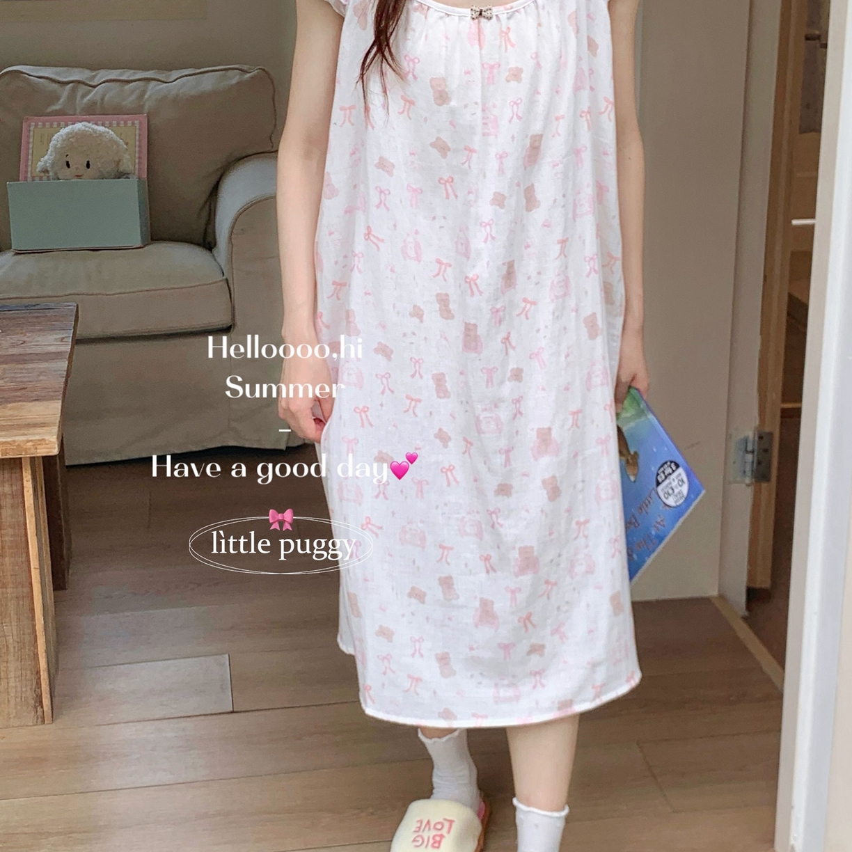 91家纺网 家纺一手货源 找家纺 （总）妍景家居生活馆 2026新款双层纱小飞袖睡裙